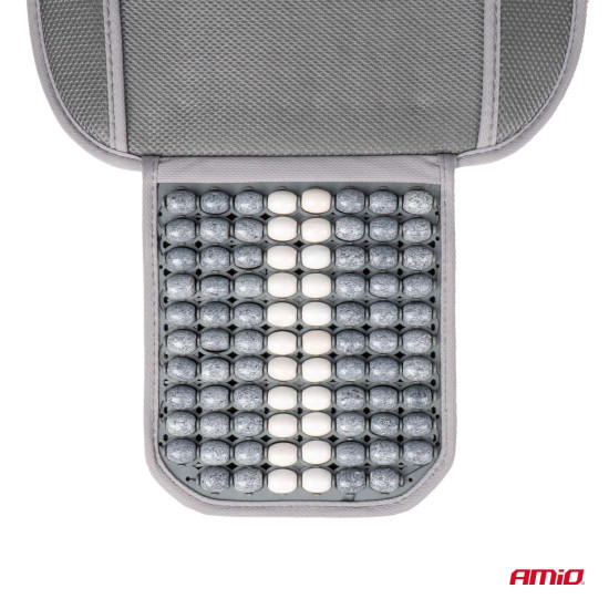 Husa scaun auto cu bile de masaj, suport lombar si tetiera, dimensiuni 131 x 46 cm, culoare Gri