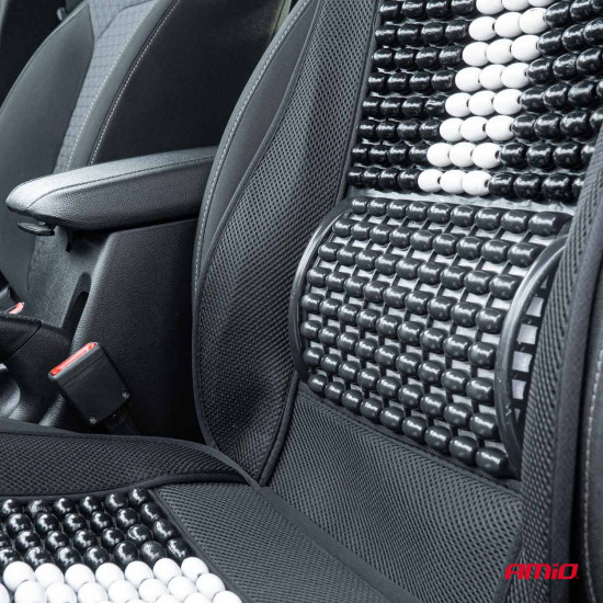 Husa scaun auto cu bile de masaj, suport lombar si tetiera, dimensiuni 131 x 46 cm, culoare Neagra