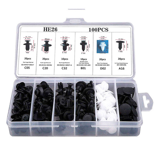 Set 100 clipsuri auto, universale, pentru montaj Set 100 clipsuri auto, universale, pentru montaj